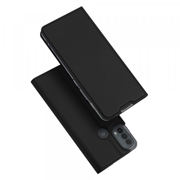 Buch Tasche "Dux Ducis" kompatibel mit Motorola Moto E30 Handy Hülle Etui Brieftasche Schutzhülle mit Standfunktion, Kartenfach schwarz