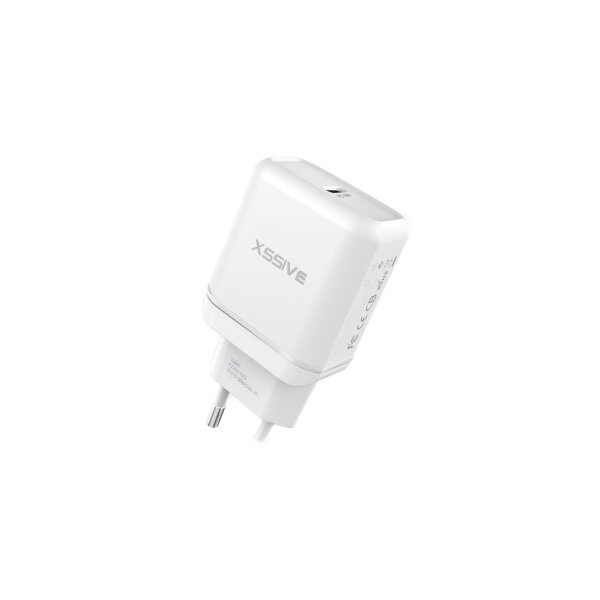 Xssive Quick Home Charger Typ-C Ladegerät 20W PD Netzladegerät Schnell-Ladegerät kompatibel mit Android & Apple weiß