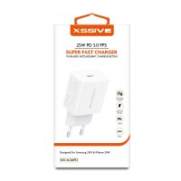 Xssive 25W PD Fast Charge 3.0 PPS Typ-C Schnell-Ladegerät Netzladegerät 3A Stecker kompatibel mit Android & iPhone weiß