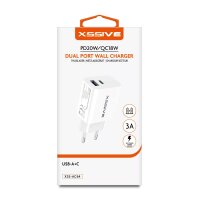 Xssive PD 20W / QC 18W Fast Charge 3.0 PPS Typ-C USB Anschluss Schnell-Ladegerät Netzladegerät 3A Stecker weiß