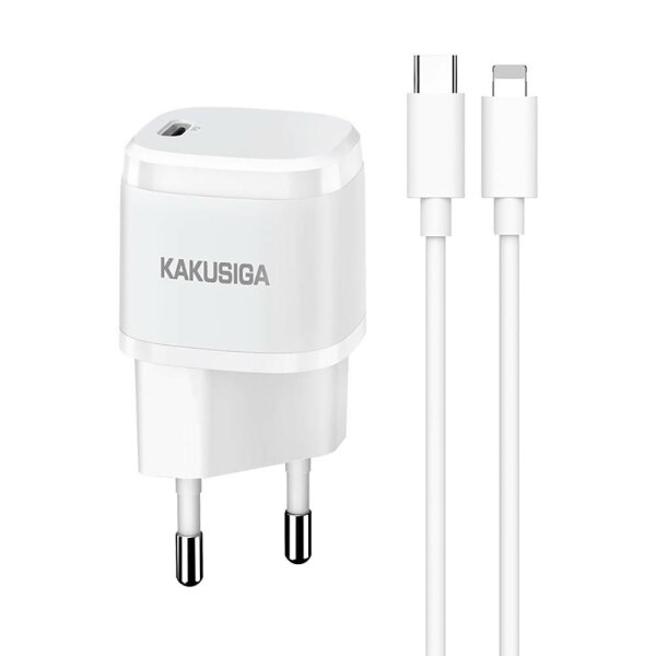 KAKU USB-C PD 20W 3A Ladegerät Ladeadapter Quick Charge 3.0 + Kabel TYP C zu IPHONE weiß