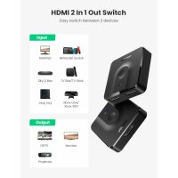 Ugreen HDMI Switch, 2 in 1 Out Switch, 4K HDMI Splitter, 1 to 2 HDMI Splitter, 1080P 3D Bi-Directional for PS4, PS3, Xbox, TV Stick, Chromecast Screen, Blu-Ray, DVD Player, Monitor Etc