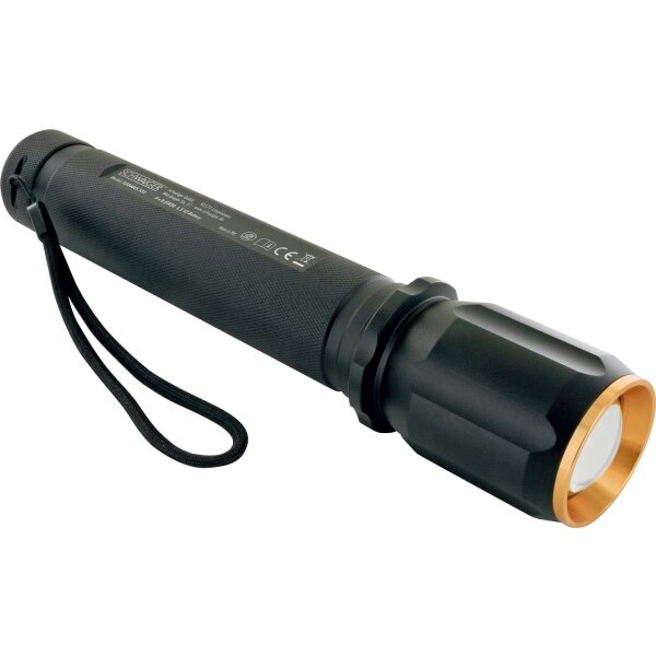 Schwaiger TLED600S LED Taschenlampe mit Zoom Funktion mit 3x Batterie Ersatz schwarz