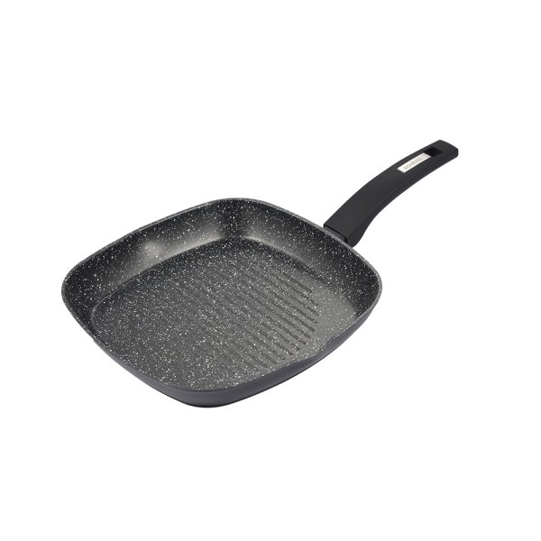 Grillpfanne Ø28cm Steakpfanne Fischpfanne Pfanne braten Induktion für alle Herdarten Marble Schwarz