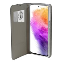 Buch Tasche "Smart" kompatibel mit SAMSUNG GALAXY A73 5G Handy Hülle Etui Brieftasche Schutzhülle mit Standfunktion, Kartenfach Schwarz