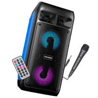 Karaoke Mikrofon Bluetooth Portable Lautsprecher 2x 4" Wireless Outdoor Convenient Lautsprecher Box Fernbedienung Musik MP3 schwarz