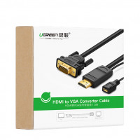 Ugreen Adapter Bildkonverter HDMI - VGA mit Micro USB Power 1,5m schwarz
