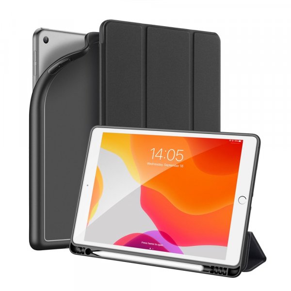 DUX DUCIS Buch Tasche Hartschale mit Smart Sleep Standfunktion kompatibel mit iPad 10.2" 9.Generation Tablet Hülle Etui Brieftasche Schutzhülle Schwarz