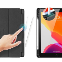 DUX DUCIS Buch Tasche Hartschale mit Smart Sleep Standfunktion kompatibel mit iPad 10.2" 9.Generation Tablet Hülle Etui Brieftasche Schutzhülle Schwarz