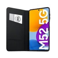 Buch Tasche "Smart" kompatibel mit Samsung Galaxy M52 5G Handy Hülle Etui Brieftasche Schutzhülle mit Standfunktion, Kartenfach Schwarz