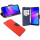 Buch Tasche "Fancy" Handy Hülle kompatibel mit Samsung Galaxy A73 5G Rot-Blau