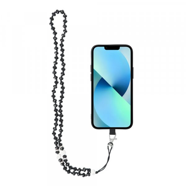 Anhänger Perlen kompatibel mit Smartphone / Kabellänge 74cm (37cm in einer Schlaufe) / für Hals - schwarz