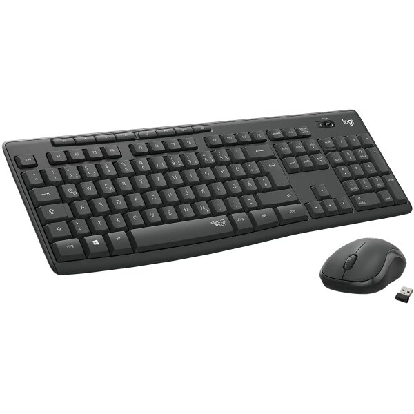 Logitech MK295 kabelloses Tastatur-Maus-Set mit SilentTouch-Technologie, USB-Empfänger, QWERTZ layout - Schwarz