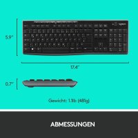 Logitech MK270 Kabelloses Tastatur-Maus-Set, 2.4 GHz Wireless Verbindung Deutsches QWERTZ-Layout - schwarz