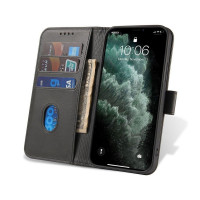 Premium Magnet Case Buch Tasche Schutzhülle aufklappbare Hülle Standfunktion Zubehör kompatibel mit Samsung Galaxy A12 (A125F) Schwarz