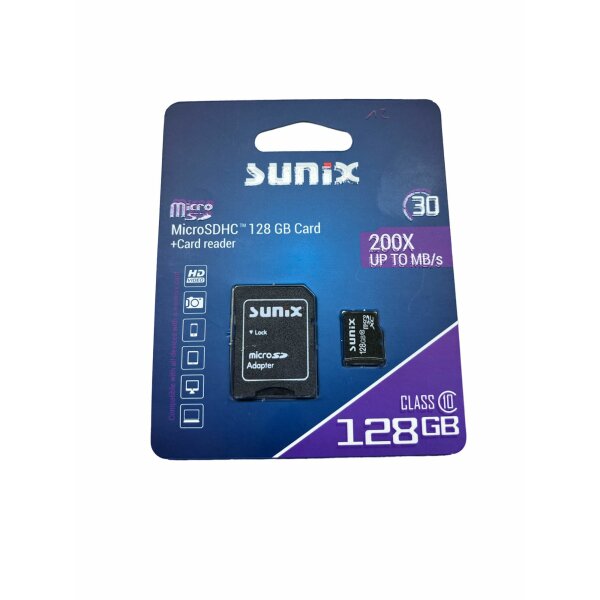 Speicherkarte MicroCARD microSDHC Karte 128GB Class 10 UHS-I mit Adapter bis zu 200 MB/s