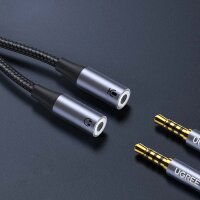 UGREEN CM445 Audioadapter, USB-C auf 2X Mini Jack 3,5mm Aux Grau