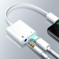 Joyroom Universal iPhone Adapter - 3,5mm Miniklinke mit Ladeanschluss Handy Zubehör Musik weiß