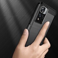 Silikon Hülle Carbon kompatibel mit XIAOMI REDMI NOTE 11 PRO 4G Case TPU Soft Handyhülle Cover Schutzhülle Schwarz