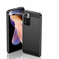 Silikon Hülle Carbon kompatibel mit XIAOMI REDMI NOTE 11 PRO 4G Case TPU Soft Handyhülle Cover Schutzhülle Schwarz