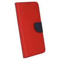 Buch Tasche "Fancy" kompatibel mit XIAOMI REDMI NOTE 11T 5G Handy Hülle Etui Brieftasche Schutzhülle mit Standfunktion, Kartenfach Rot-Blau