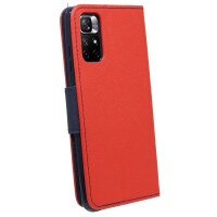 Buch Tasche "Fancy" kompatibel mit XIAOMI REDMI NOTE 11T 5G Handy Hülle Etui Brieftasche Schutzhülle mit Standfunktion, Kartenfach Rot-Blau