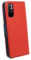 Buch Tasche "Fancy" kompatibel mit XIAOMI REDMI NOTE 11T 5G Handy Hülle Etui Brieftasche Schutzhülle mit Standfunktion, Kartenfach Rot-Blau
