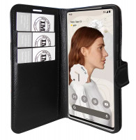 Buch Tasche "Fancy" kompatibel mit GOOGLE PIXEL 7 PRO Handy Hülle Etui Brieftasche Schutzhülle mit Standfunktion, Kartenfach Schwarz