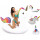 Aufblasbares XXL Einhorn Pool Unicorn Schwimmringset + Getränkehalter, Schwimmbad Spielzeug, Sommer Pool Luftmatratze