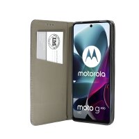 Buch-Tasche Hülle Smart Magnet kompatibel mit MOTOROLA MOTO G200 5G Leder Optik Wallet Book-Style Cover Schale Schwarz