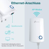 TP-Link TL-WA850RE WLAN Verstärker Repeater (300 Mbit/s, WLAN Verstärker, App Steuerung, Ethernet-Port, WPS, AP Modus, LED abschaltbar, kompatibel zu allen WLAN Geräten) Weiß