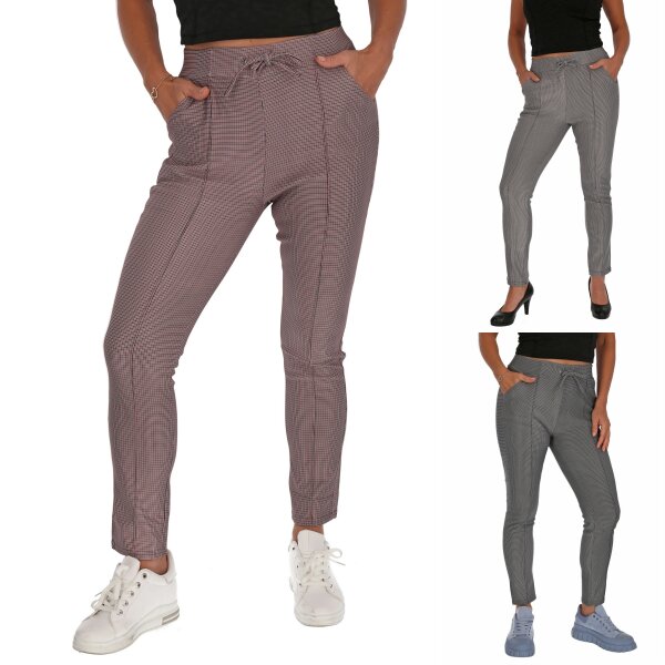 Damen Hose Stoffhose Poptrash Leggings Soft Kariert Damenhose Businesshose Freizeit