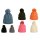 Wintermütze warm gefüttert mit Kunstfell Bommel-Mütze Fleece-Futter Winter Strick-Mütze Beanie-Mütze Damen Herren One-Size