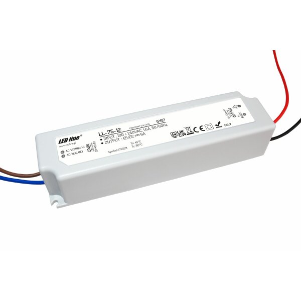 LED Trafo 75W 6A 12V Netzteil IP67 Wasserdicht Transformator für LED Leuchtmittel Beleuchtung