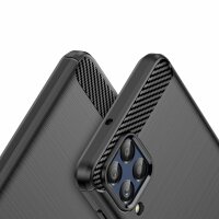 Silikon Hülle Carbon kompatibel mit Samsung Galaxy M53 5G Case TPU Soft Handyhülle Cover Schutzhülle Schwarz