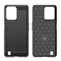 Silikon Hülle Carbon kompatibel mit Realme C31 Case TPU Soft Handyhülle Cover Schutzhülle Schwarz