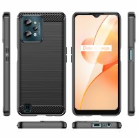 Silikon Hülle Carbon kompatibel mit Realme C31 Case TPU Soft Handyhülle Cover Schutzhülle Schwarz