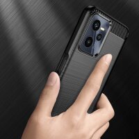 Silikon Hülle Carbon kompatibel mit Realme C35 Case TPU Soft Handyhülle Cover Schutzhülle Schwarz