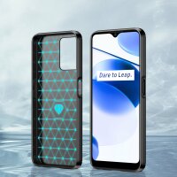 Silikon Hülle Carbon kompatibel mit Realme C35 Case TPU Soft Handyhülle Cover Schutzhülle Schwarz