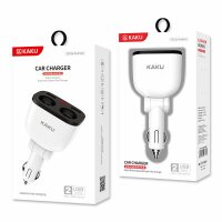 Kaku KFZ-Ladegerät Zigarettenanzünder Splitter 2x + 2xUSB 3.1A Digitalanzeige LED weiß