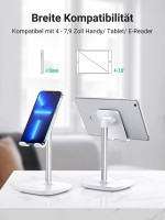 UGREEN LP177 Handyständer Tisch Handyhalter Einstellbarer Handyhalter Smartphone Stand Kompatibel mit Smartphone Tablet weiß