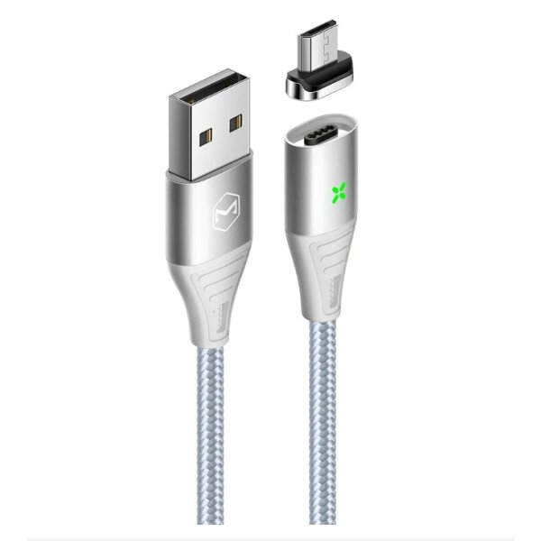 Mcdodo Magnet Kabel Quick Charge 4.0 Schnell-Ladekabel Micro-USB Ladekabel Magnetisch Stecker Schnell Datenkabel Sync silber