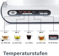 Bosch Wasserkocher TWK8611P, Abschaltautomatik, Überhitzungsschutz, Temperaturwahl, Warmhaltefunktion, 1,5 L, 2400 W, Anthrazit/Weiß