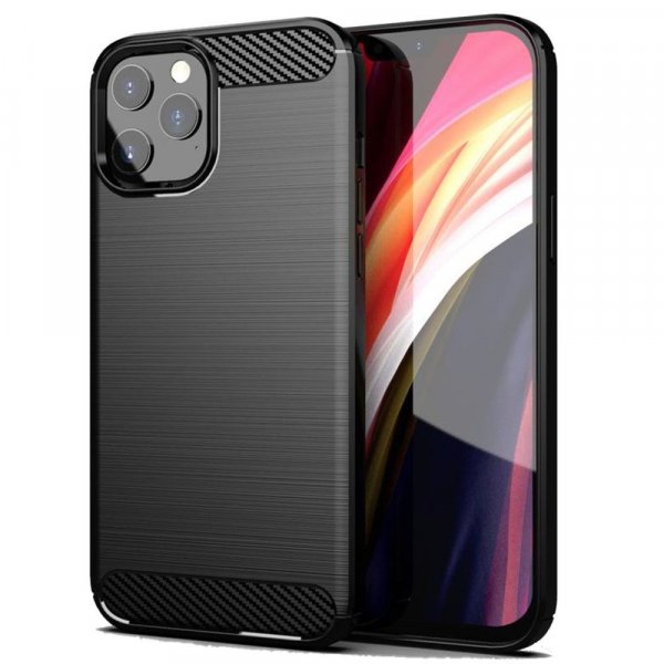 Silikon Hülle Bumper Carbon kompatibel mit iPhone 14 Pro Case TPU Soft Handyhülle Cover Schutzhülle Schwarz