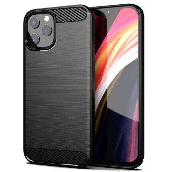 Silikon Hülle Bumper Carbon kompatibel mit iPhone 14 Case TPU Soft Handyhülle Cover Schutzhülle Schwarz