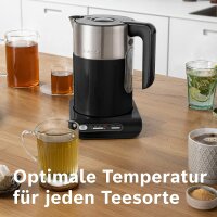 Bosch Wasserkocher TWK8613P, Abschaltautomatik, Überhitzungsschutz, Temperaturwahl, Warmhaltefunktion, 1,5 L, 2400 W, schwarz