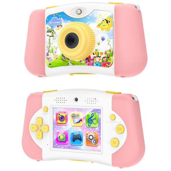 BlitzWolf BW-KC1 Kinderkamera ergonomisches Design inkl. Kinderspiele und 16GB Speicherkarte Pink