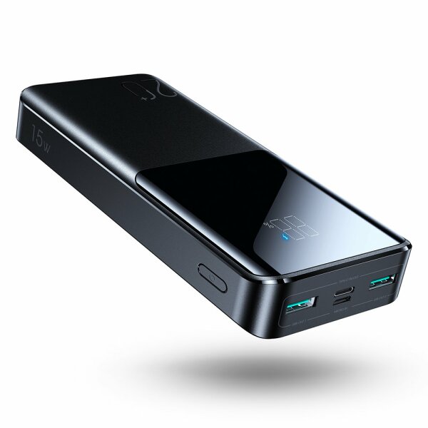 Joyroom 15W 20000mAh Powerbank PD QC3.0 Schnell-Ladegerät ErsatzAkku 3.1A 3 Output schwarz