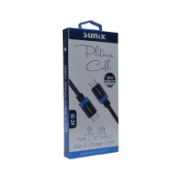 Sunix 20W USB Typ-C zu USB Typ-C Schnellladekabel Datenkabel kompatibel mit Smartphones Androids Schwarz