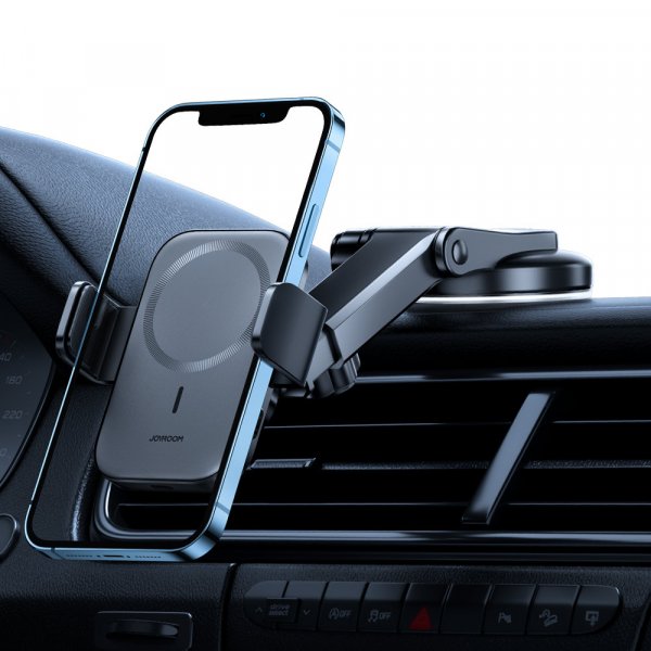 Joyroom Auto-Magnethalterung Qi Kabelloses Induktionsladegerät 15 W (MagSafe  für iPhone kompatibel) für Armaturenbrett Silber (JR-ZS290) - ✓